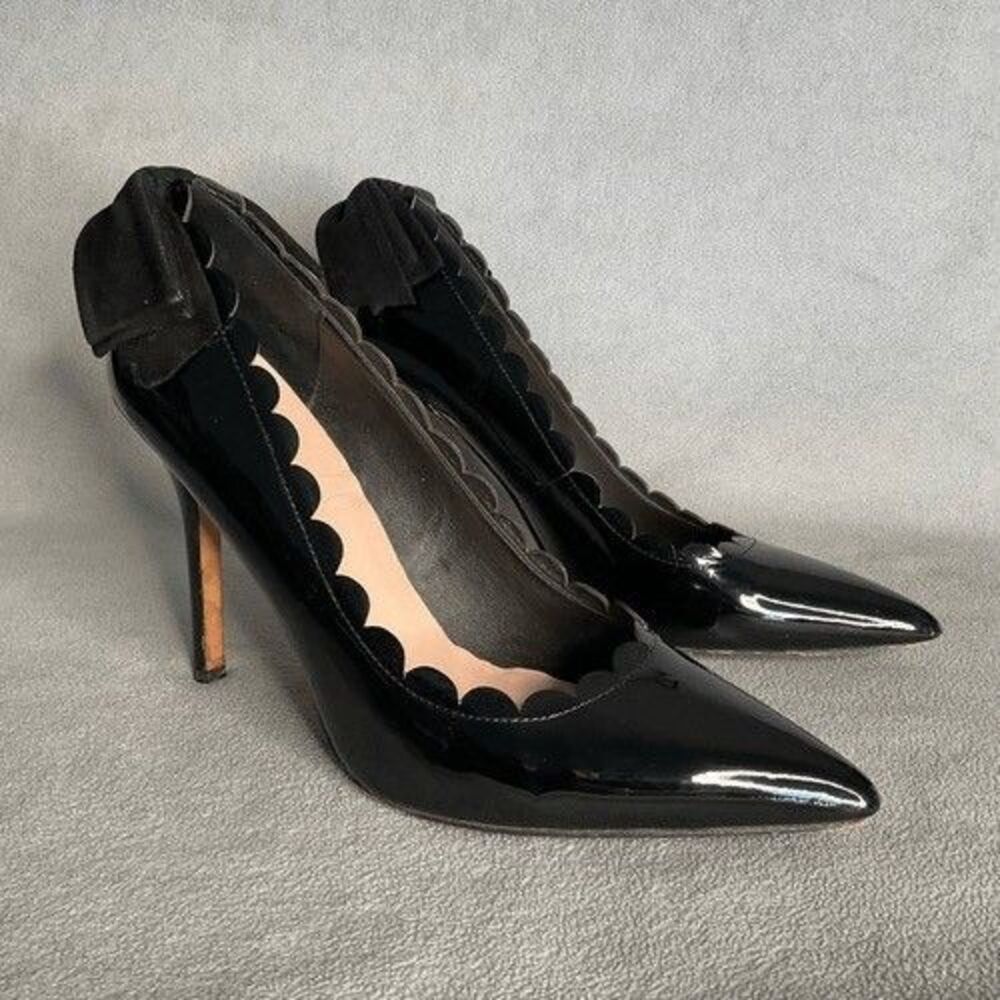 Kate Spade Scallops Bows Stilettos Pointed Heels‎ Women Size 10M Maxine Black
